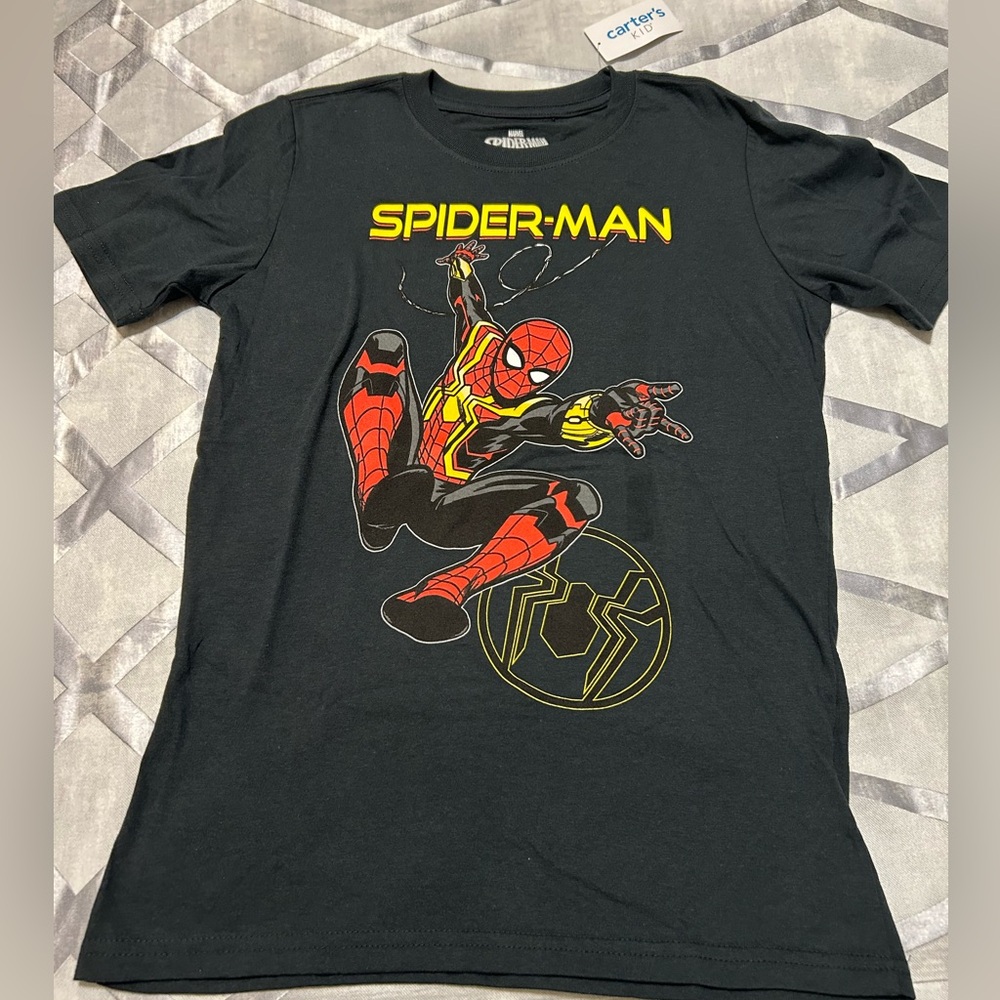 NWT Boy’s Carter’s Marvel Spider-Man Graphic Black Short Sleeve T-Shirt Size 14